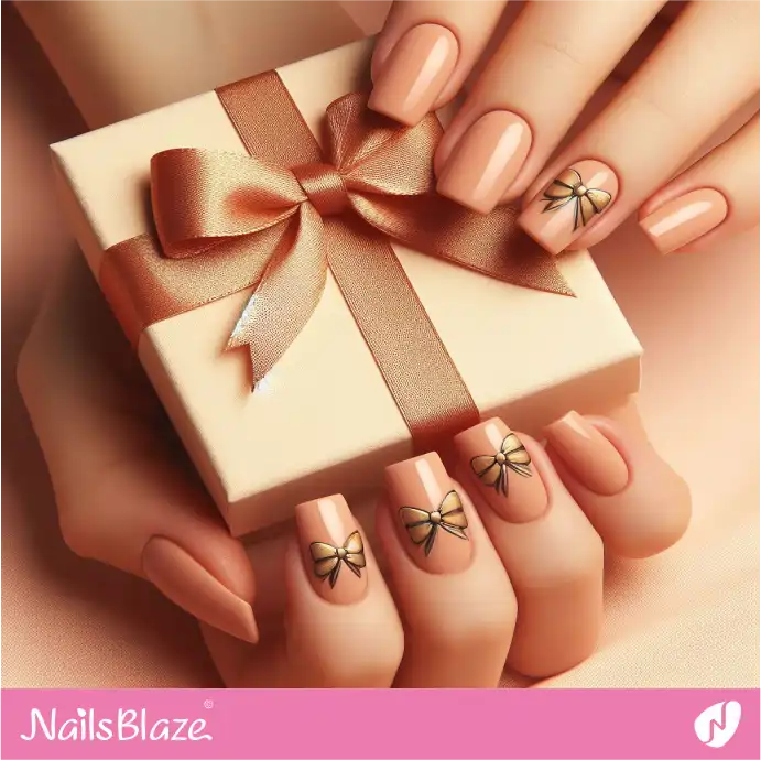 Peach Fuzz Nails Bow Design | Color of the Year 2024 - NB1934
